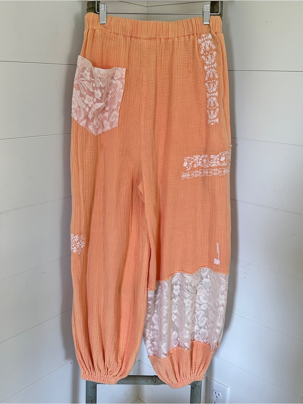 NEW Curated POL SET: Peach Patchwork Drawstring Lounge Pants and Floral Hoodie - Picture 5 of 6